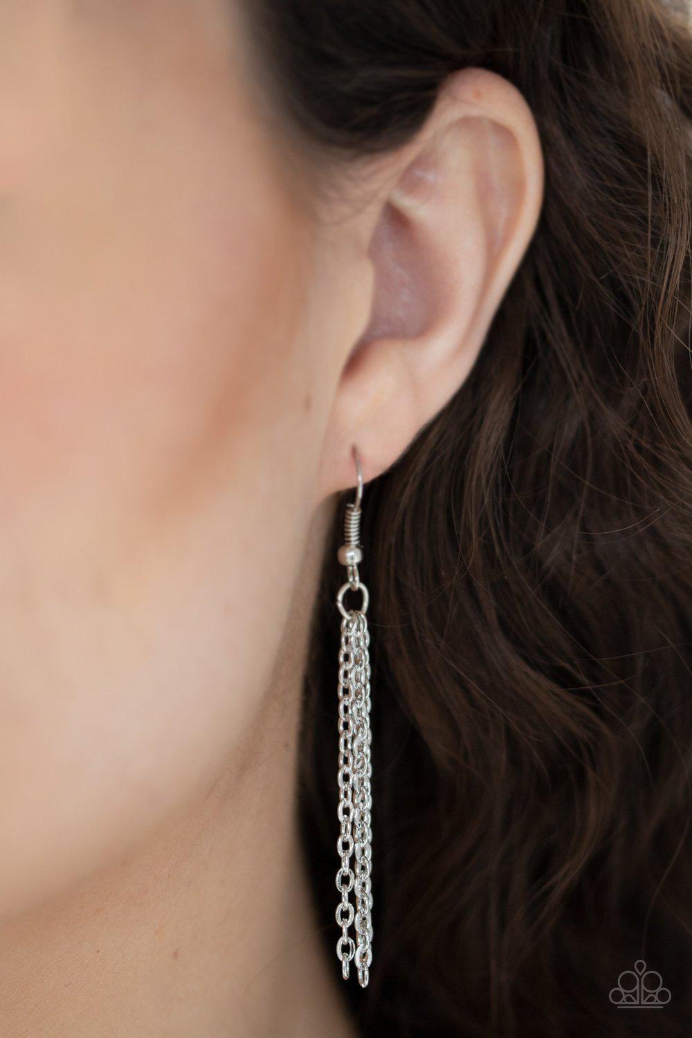 Heart Flutter Red Rhinestone Heart Necklace - Paparazzi Accessories- on model - CarasShop.com - Paparazzi Jewelry by Cara Jewels