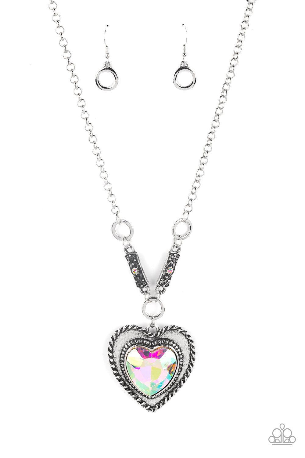 Heart Full Of Fabulous Multi Iridescent Heart Necklace - Paparazzi Accessories- lightbox - CarasShop.com - Paparazzi Jewelry by Cara Jewels