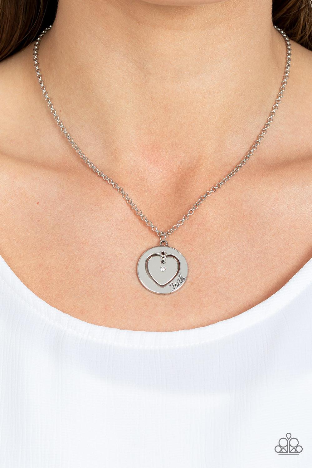 Heart Full of Faith White Inspirational Necklace - Paparazzi Accessories- lightbox - CarasShop.com - Paparazzi Jewelry by Cara Jewels