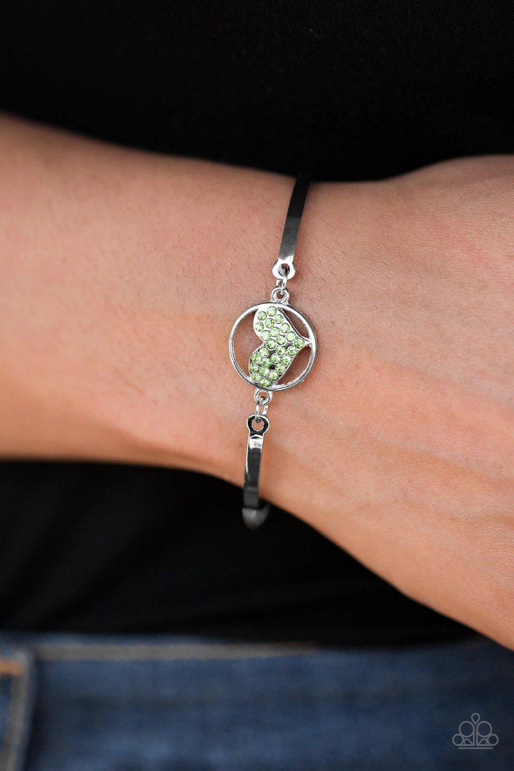 HEART Knock Life Green Bracelet - Paparazzi Accessories- on model - CarasShop.com - Paparazzi Jewelry by Cara Jewels