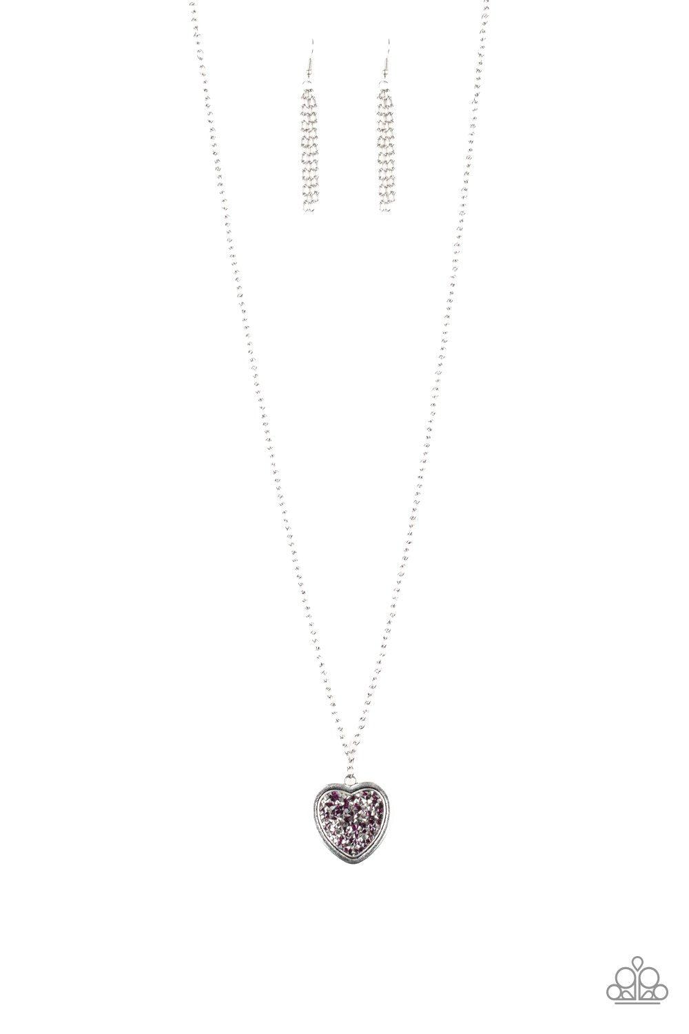 Heart of SPARKLE Purple Necklace and matching Earrings - Paparazzi Accessories- lightbox - CarasShop.com - Paparazzi Jewelry by Cara Jewels
