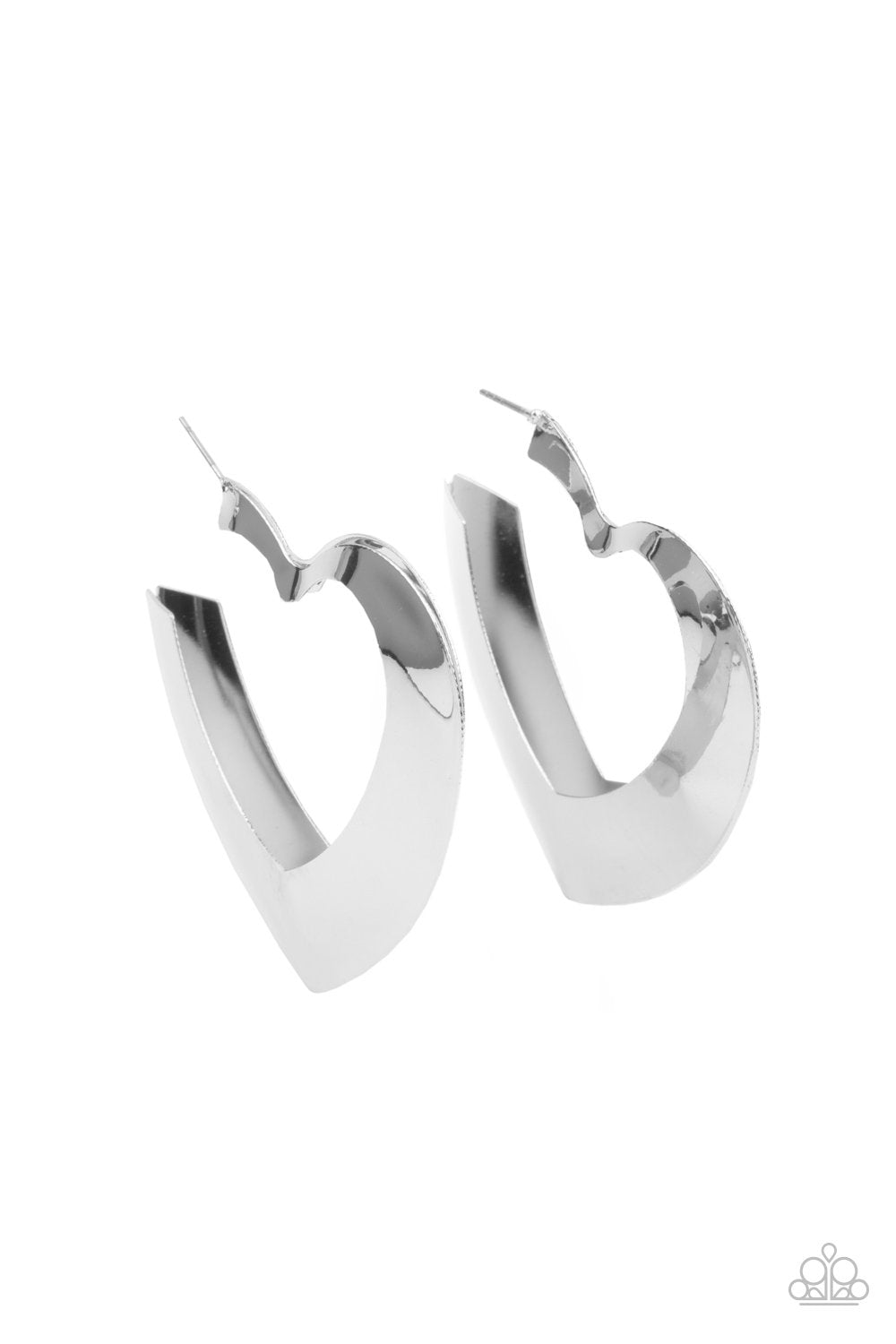 Heart-Racing Radiance Heart-shaped Hoop Earrings - Paparazzi Accessories- on model - CarasShop.com - Paparazzi Jewelry by Cara Jewels