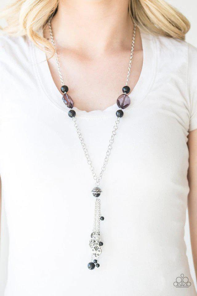 Heart-Stopping Harmony Black Necklace - Paparazzi Accessories- on model - CarasShop.com - Paparazzi Jewelry by Cara Jewels