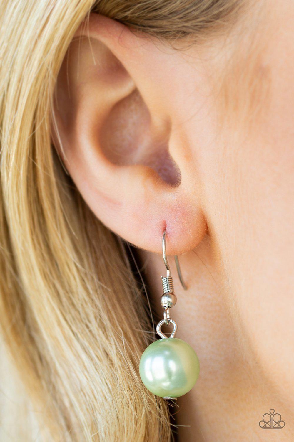 Heart-Stopping Harmony Green Charm Tassel Necklace and Earrings - Paparazzi Accessories - free matching earrings -CarasShop.com - Paparazzi Jewelry by Cara Jewels