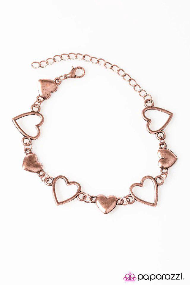 Heart To Handle Copper Bracelet - Paparazzi Accessories- lightbox - CarasShop.com - Paparazzi Jewelry by Cara Jewels