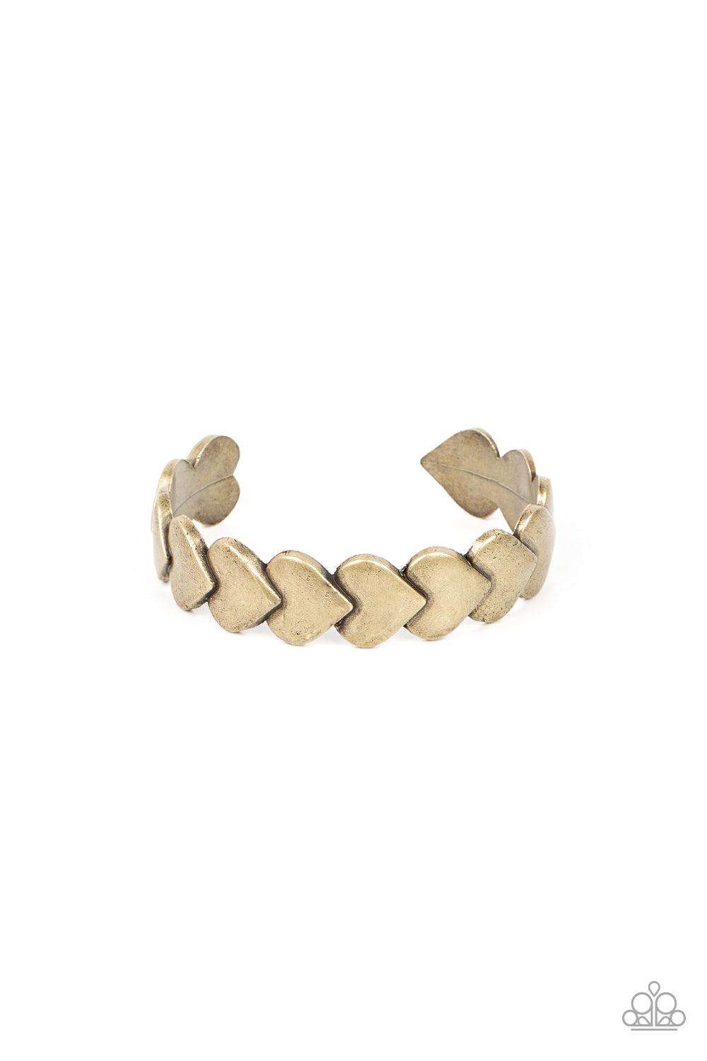 Hearts Galore Brass Cuff Bracelet - Paparazzi Accessories- lightbox - CarasShop.com - Paparazzi Jewelry by Cara Jewels