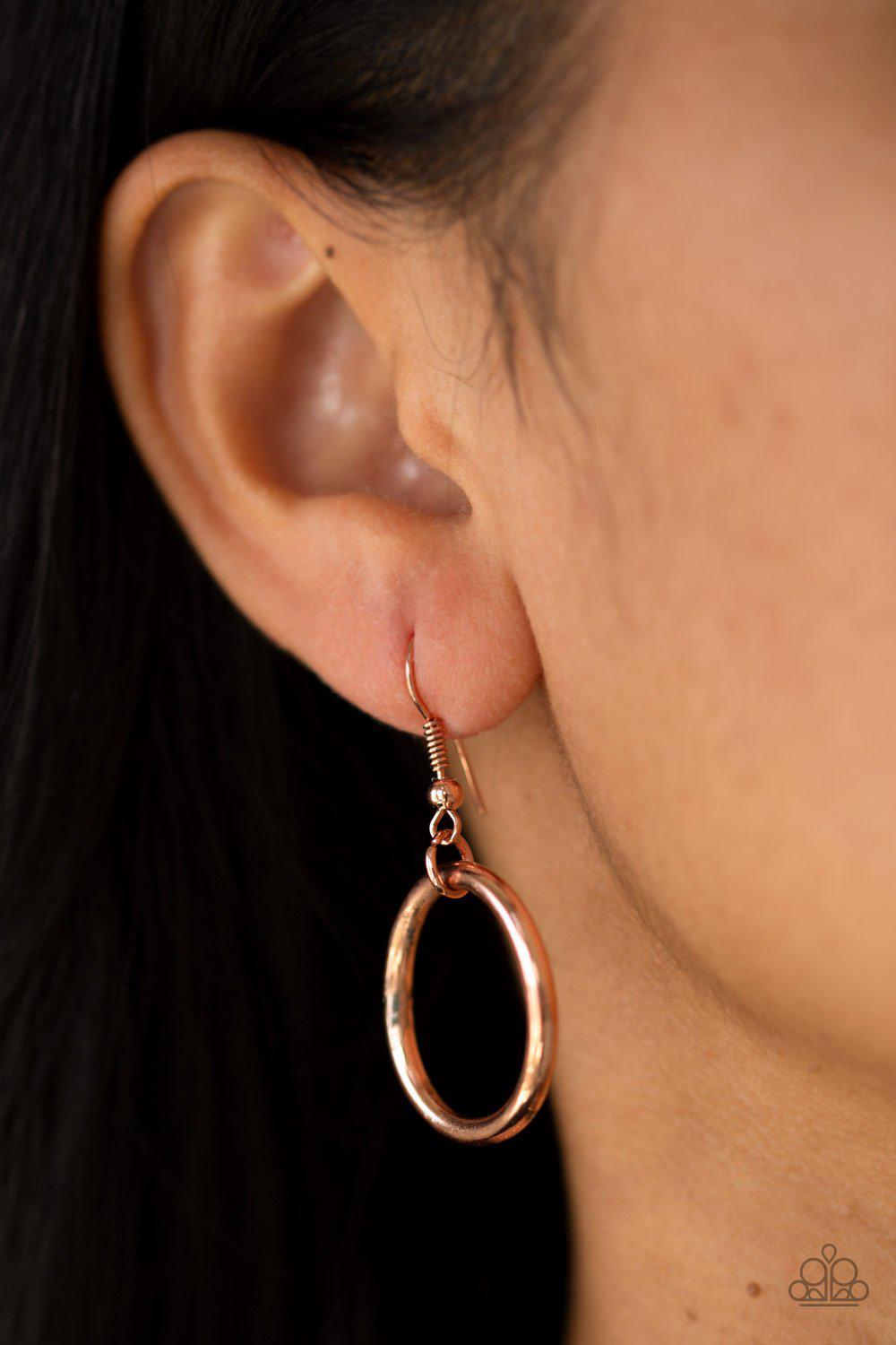 Heavy Metal Hero Copper Necklace - Paparazzi Accessories - free matching earrings -CarasShop.com - Paparazzi Jewelry by Cara Jewels