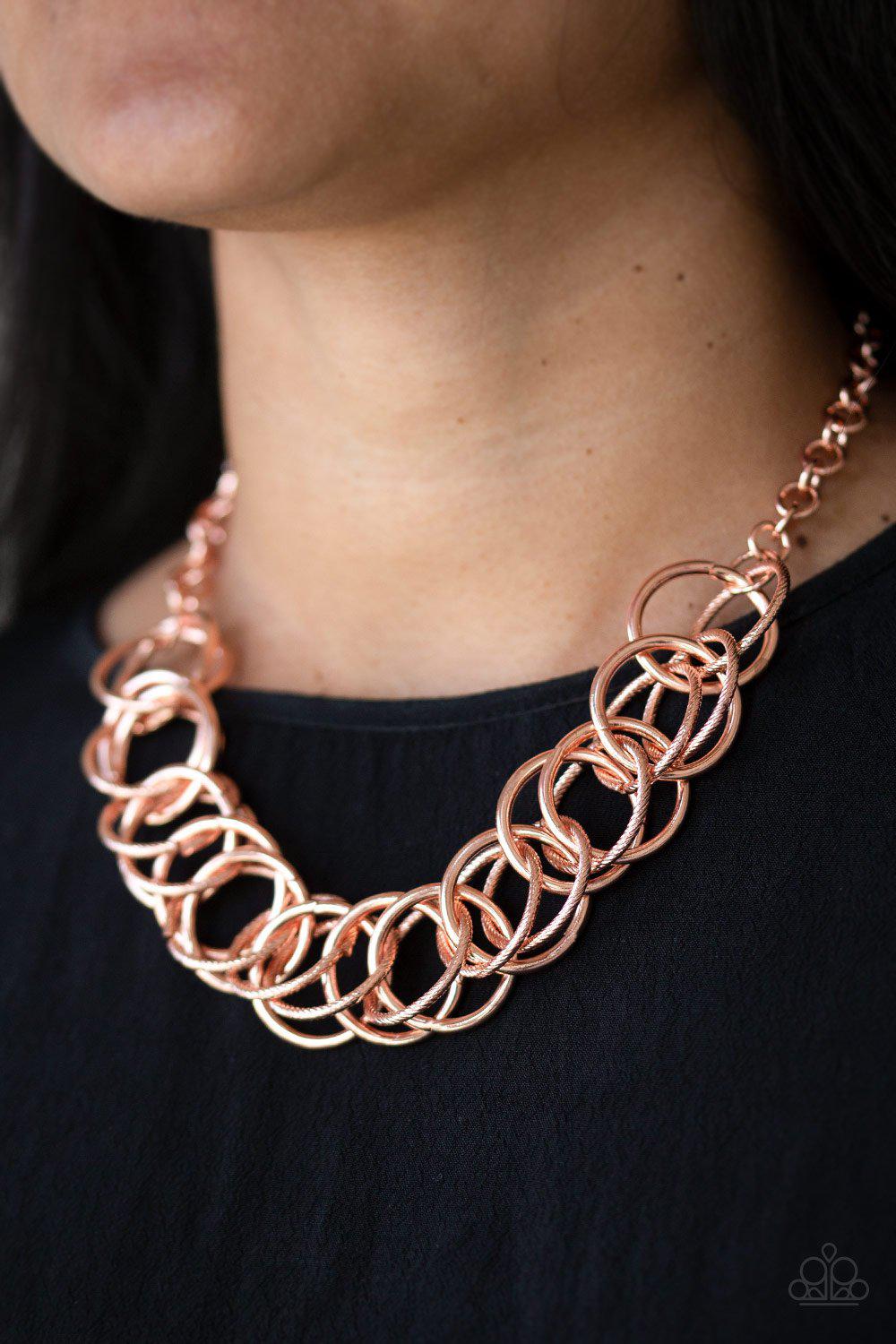Heavy Metal Hero Copper Necklace - Paparazzi Accessories- lightbox - CarasShop.com - Paparazzi Jewelry by Cara Jewels