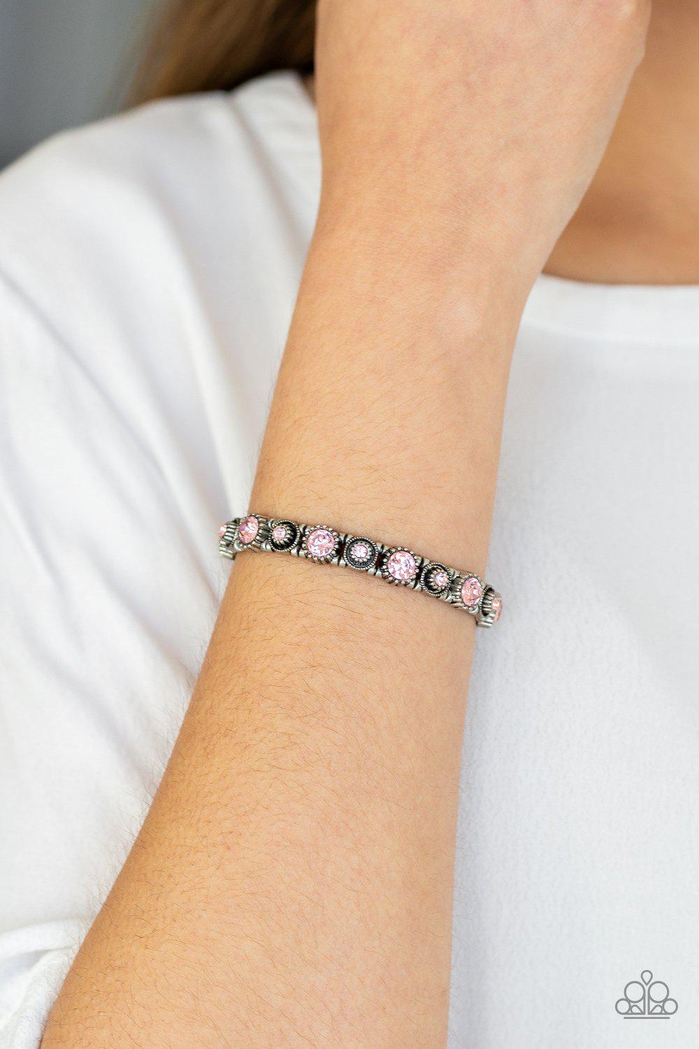 Heavy On The Sparkle Pink Gem Bracelet - Paparazzi Accessories- lightbox - CarasShop.com - Paparazzi Jewelry by Cara Jewels