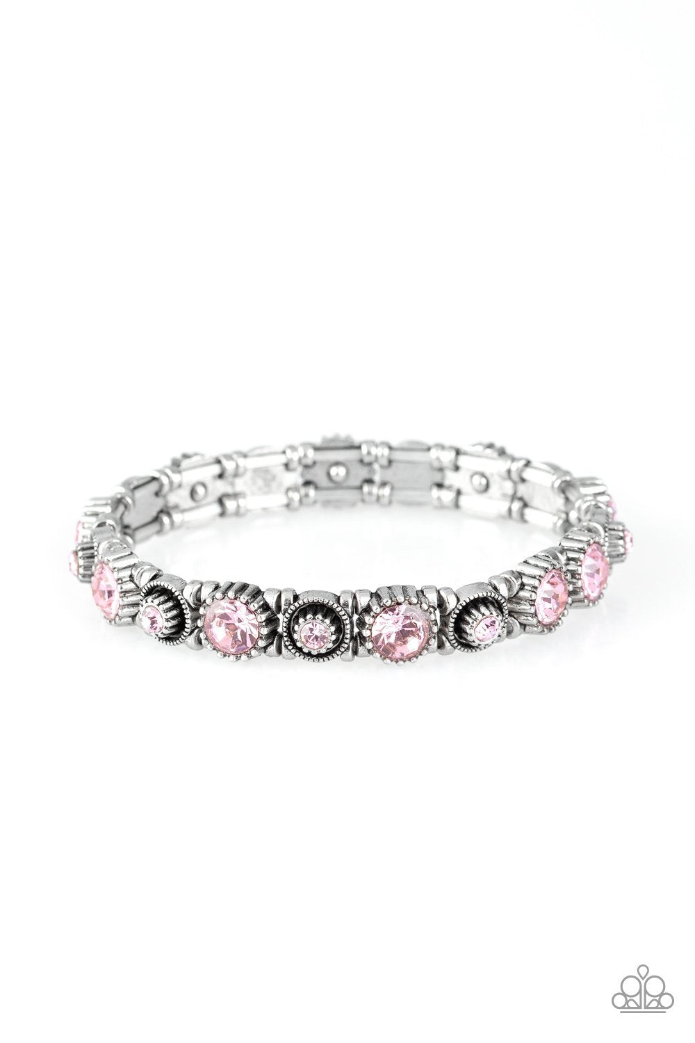 Heavy On The Sparkle Pink Gem Bracelet - Paparazzi Accessories- on model - CarasShop.com - Paparazzi Jewelry by Cara Jewels