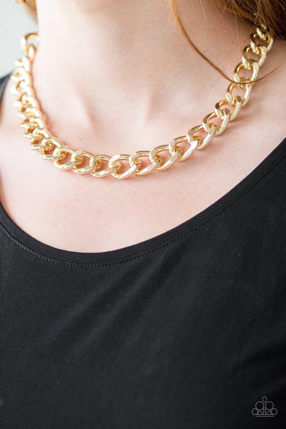 Heavyweight Champion Gold Chain Necklace - Paparazzi Accessories- lightbox - CarasShop.com - Paparazzi Jewelry by Cara Jewels