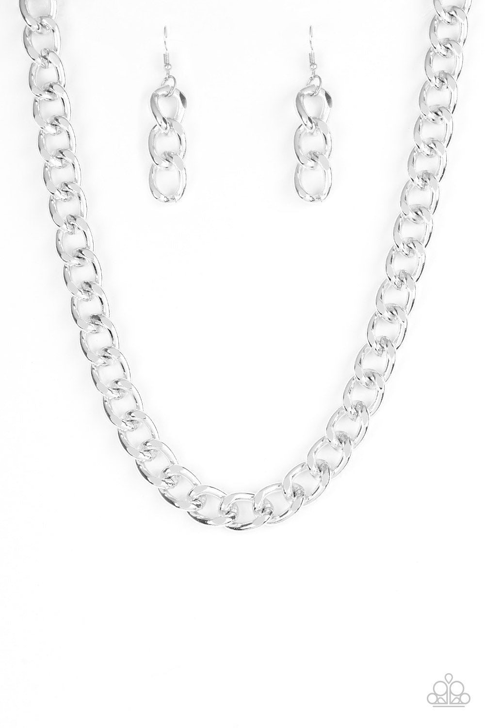Heavyweight Champion Silver Chain Necklace - Paparazzi Accessories- lightbox - CarasShop.com - Paparazzi Jewelry by Cara Jewels
