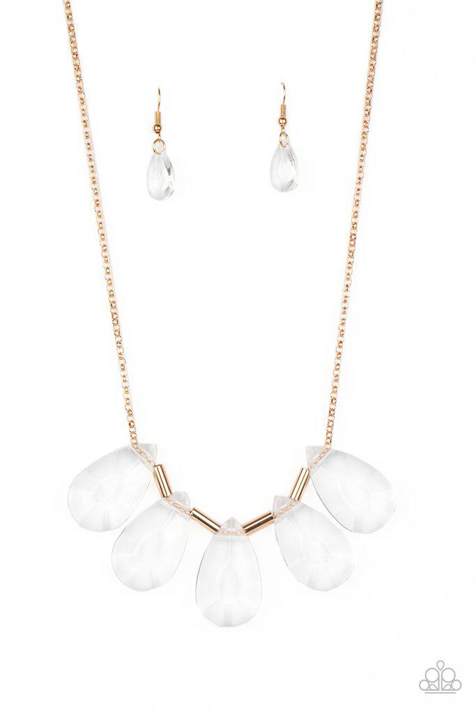HEIR It Out Gold and White Necklace - Paparazzi Accessories- lightbox - CarasShop.com - Paparazzi Jewelry by Cara Jewels