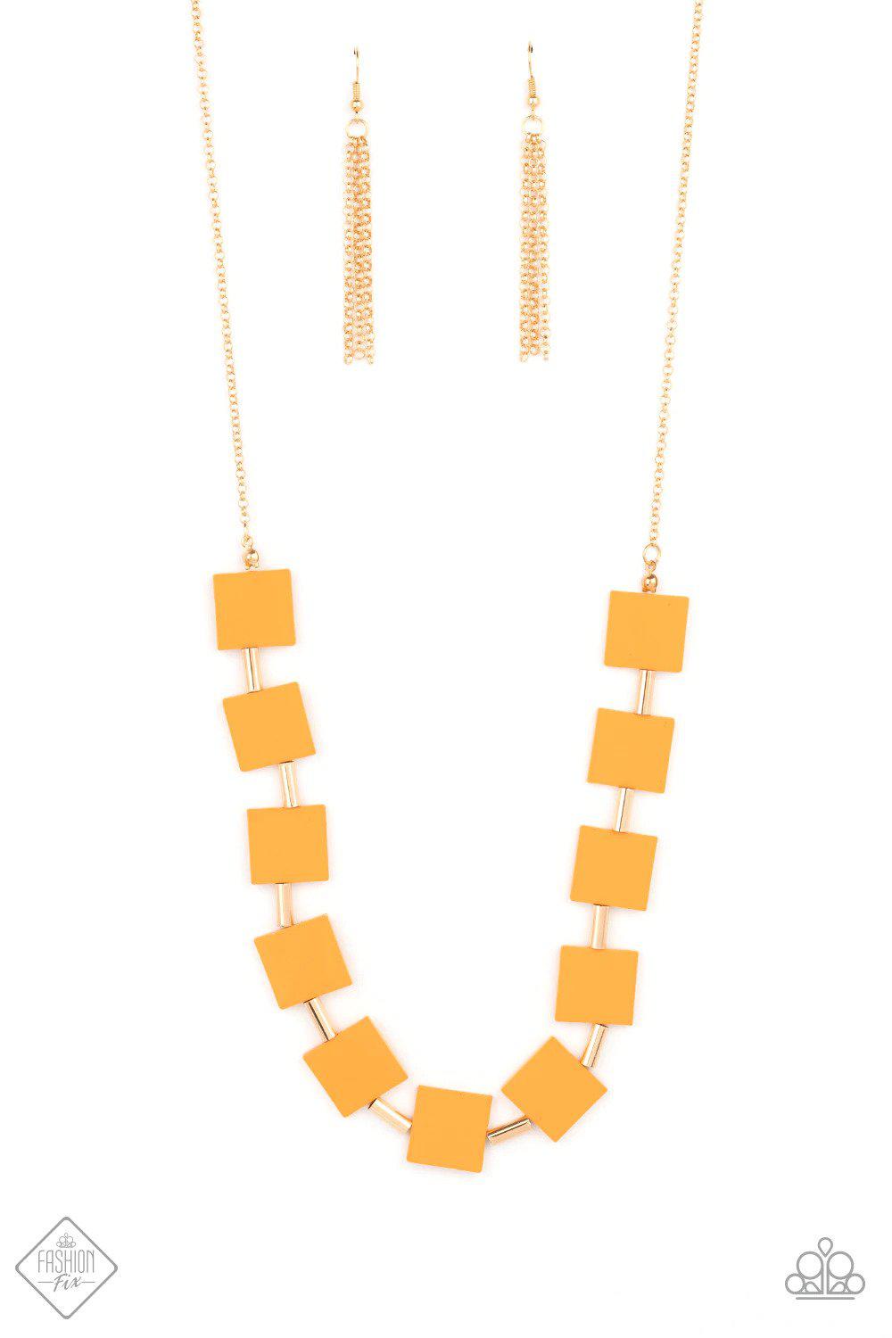 Hello, Material Girl Orange Necklace - Paparazzi Accessories- lightbox - CarasShop.com - Paparazzi Jewelry by Cara Jewels