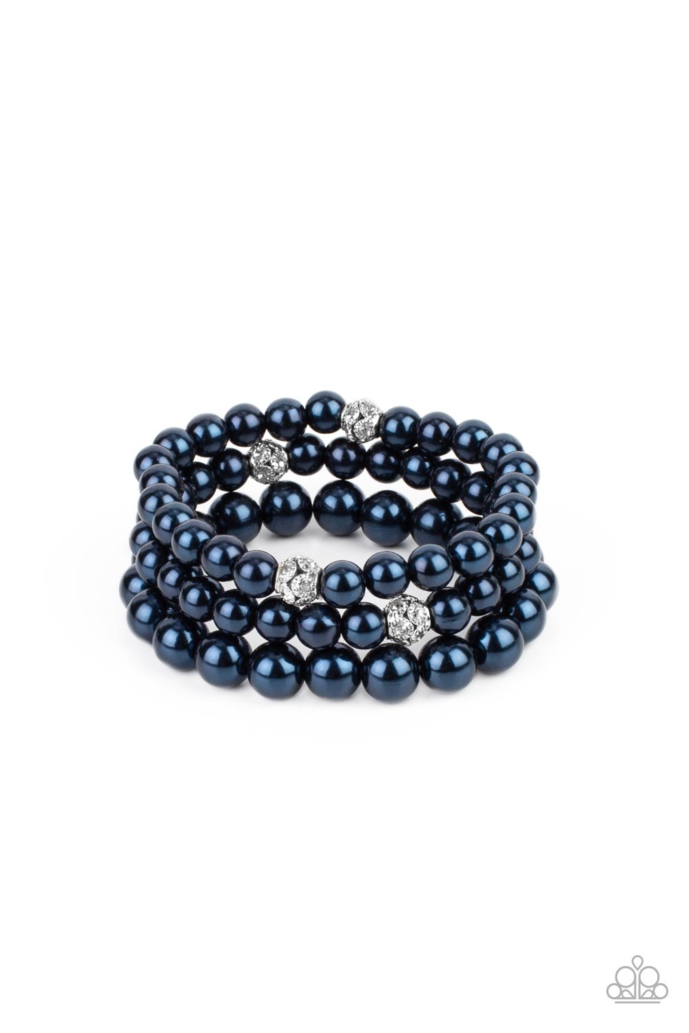 Here Comes The Heiress Blue Pearl Bracelet Set - Paparazzi Accessories- lightbox - CarasShop.com - Paparazzi Jewelry by Cara Jewels