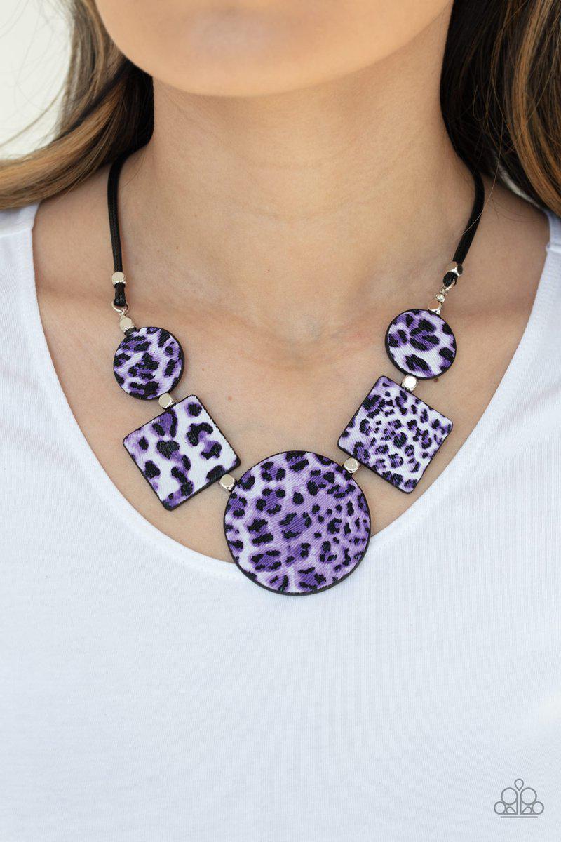 Here Kitty Kitty Purple Cheetah Print Necklace - Paparazzi Accessories- lightbox - CarasShop.com - Paparazzi Jewelry by Cara Jewels