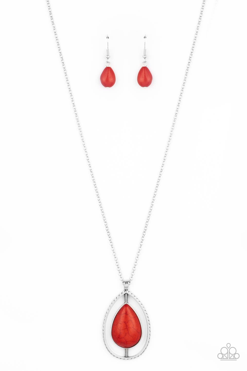 Here Today, PATAGONIA Tomorrow Red Stone Necklace - Paparazzi Accessories- lightbox - CarasShop.com - Paparazzi Jewelry by Cara Jewels