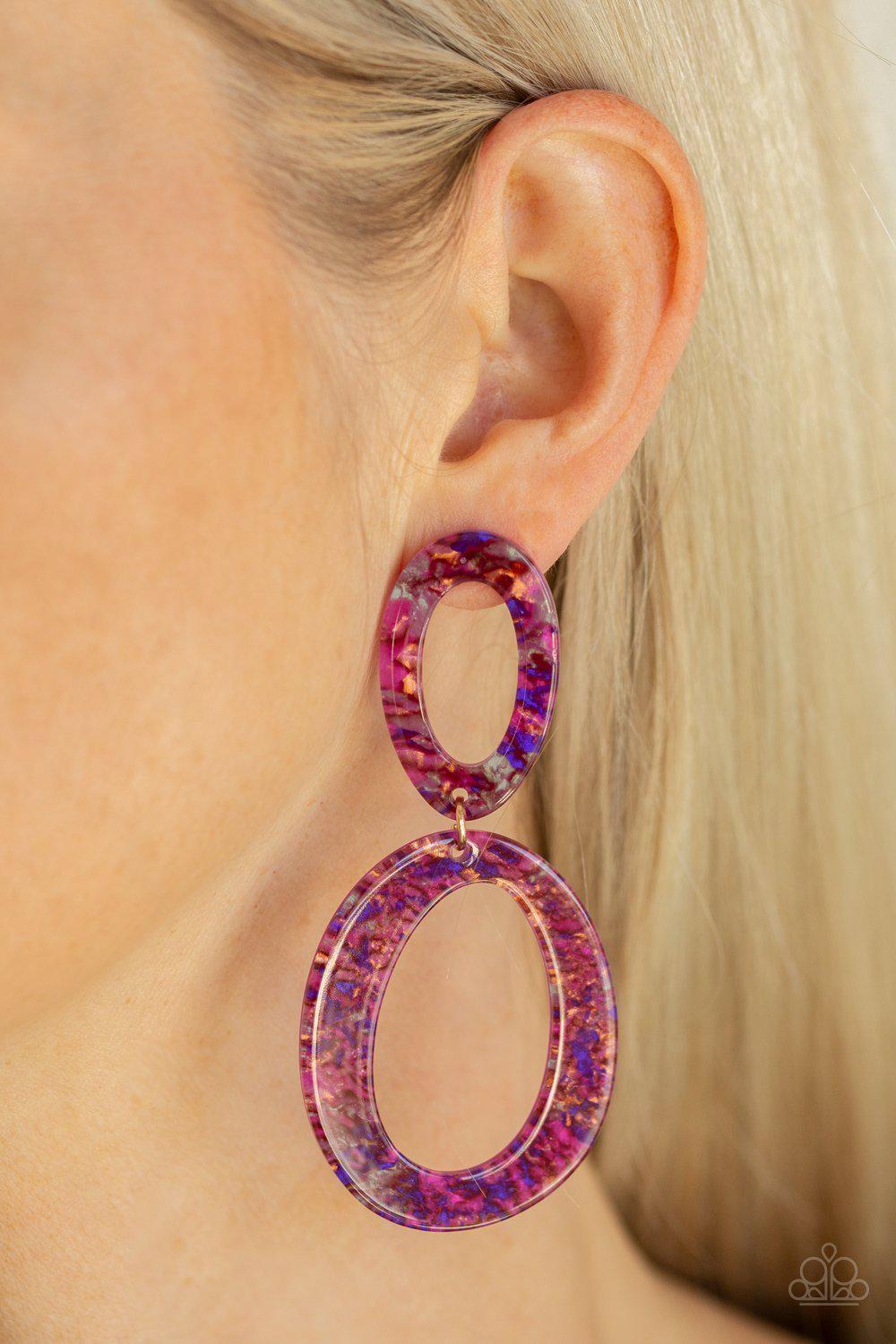 Hey, HAUTE Rod Multi-color Acrylic Post Earrings - Paparazzi Accessories- lightbox - CarasShop.com - Paparazzi Jewelry by Cara Jewels