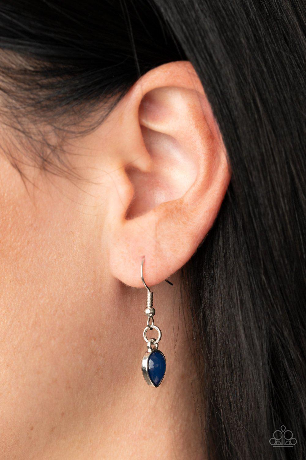 Hidden Eden Blue Leafy Teardrop Necklace - free matching earrings -CarasShop.com - Paparazzi Jewelry by Cara Jewels