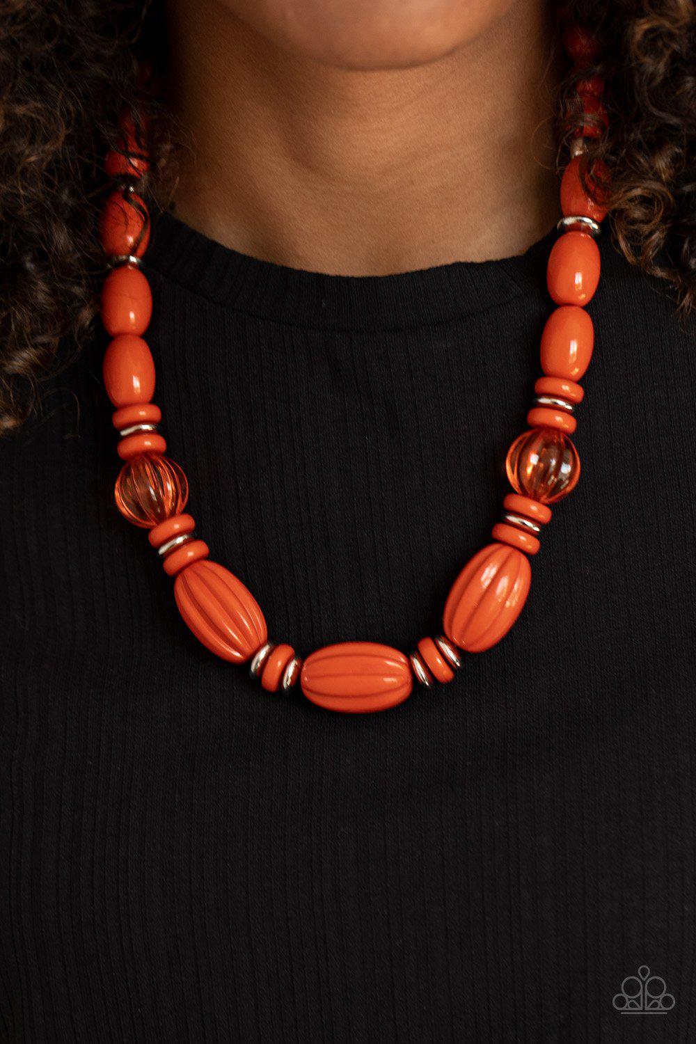 High Alert Orange Necklace - Paparazzi Accessories- lightbox - CarasShop.com - Paparazzi Jewelry by Cara Jewels