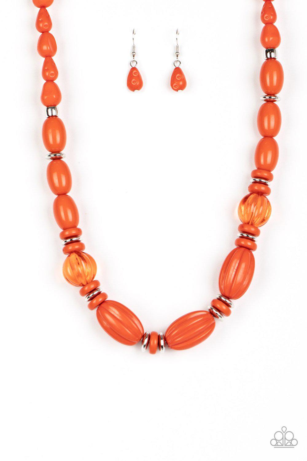 High Alert Orange Necklace - Paparazzi Accessories- on model - CarasShop.com - Paparazzi Jewelry by Cara Jewels