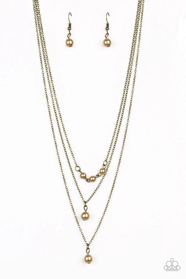 High Heels and Hustle Brass Necklace - Paparazzi Accessories- lightbox - CarasShop.com - Paparazzi Jewelry by Cara Jewels