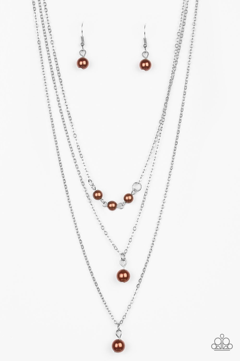 High Heels and Hustle Brown Pearl Necklace - Paparazzi Accessories- lightbox - CarasShop.com - Paparazzi Jewelry by Cara Jewels