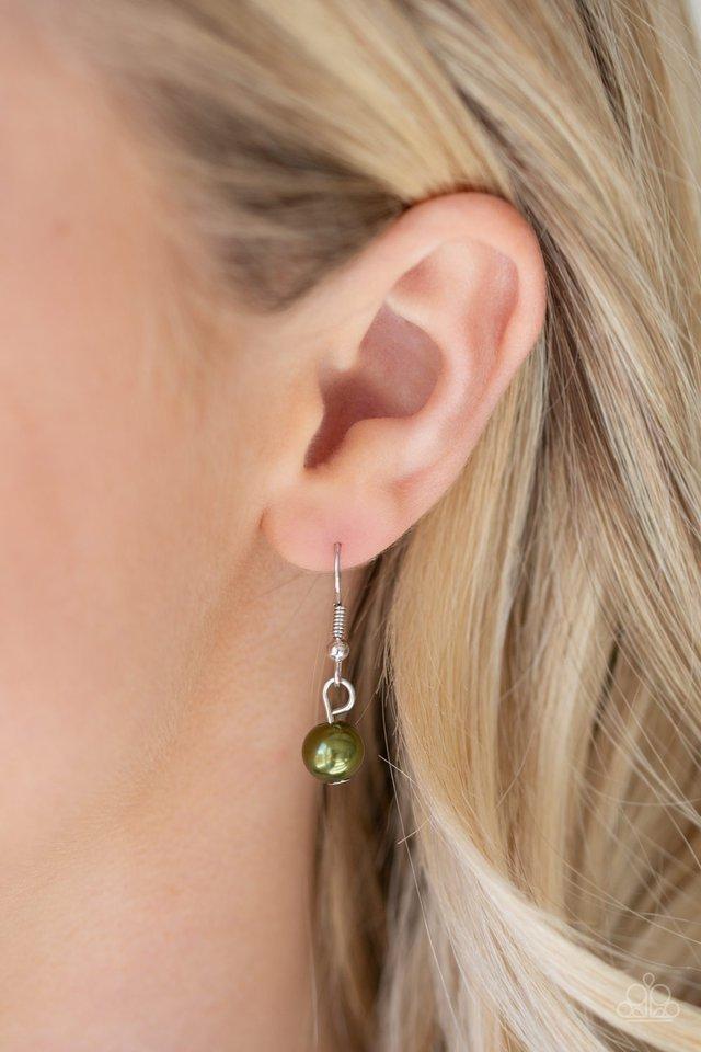 High Heels and Hustle Green Pearl Necklace - Paparazzi Accessories - free matching earrings -CarasShop.com - Paparazzi Jewelry by Cara Jewels