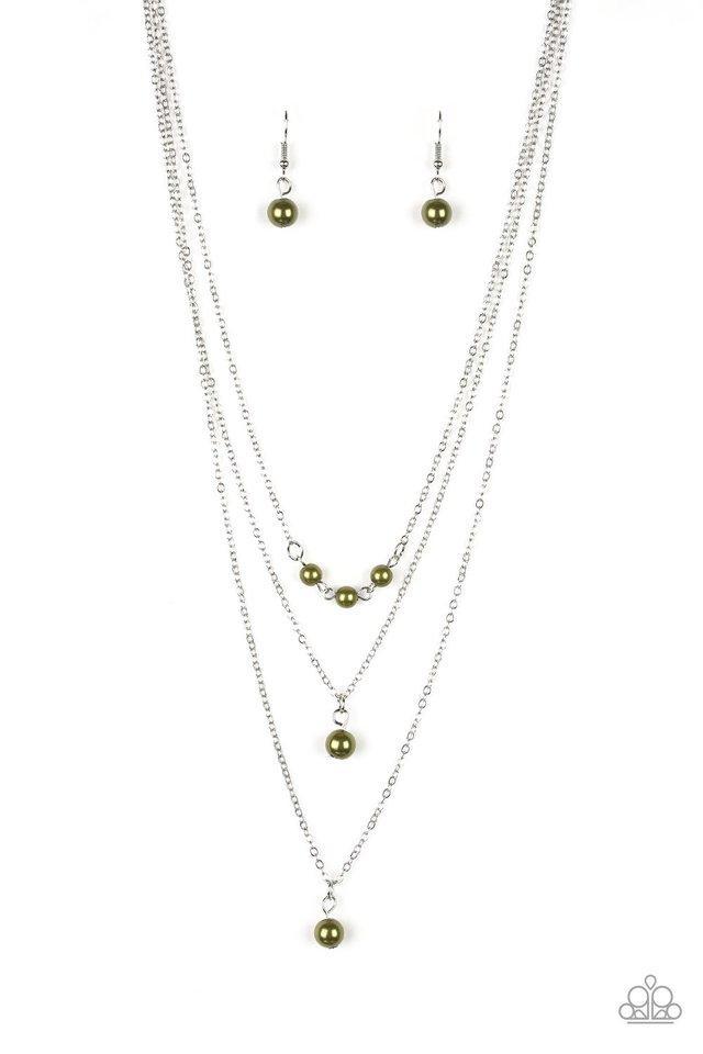 High Heels and Hustle Green Pearl Necklace - Paparazzi Accessories- lightbox - CarasShop.com - Paparazzi Jewelry by Cara Jewels