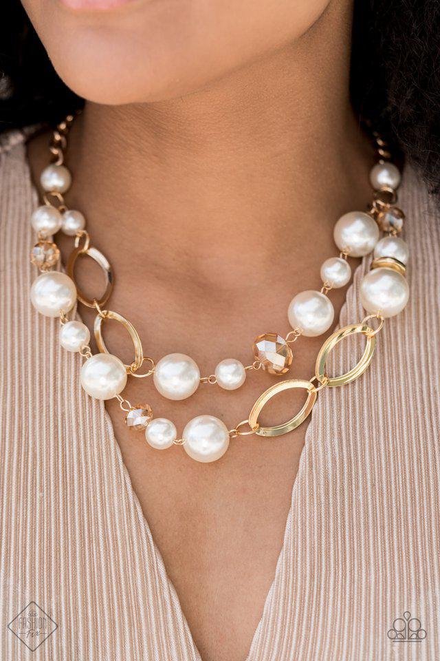 High Roller Gold Necklace - Paparazzi Accessories- on model - CarasShop.com - Paparazzi Jewelry by Cara Jewels