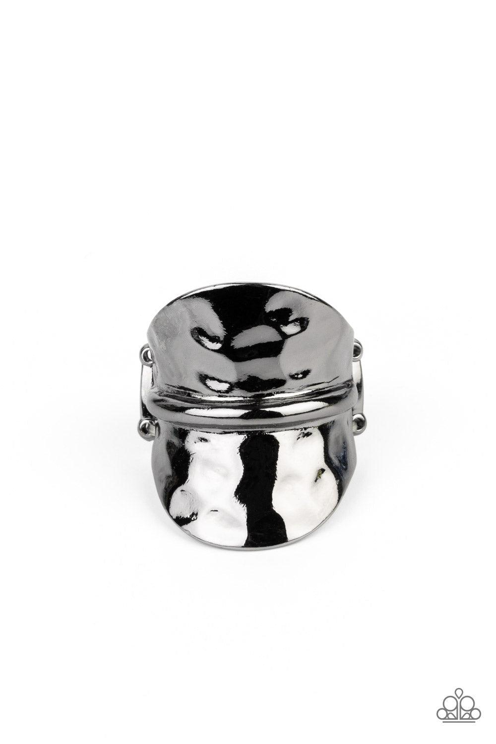 High Stakes Gleam Gunmetal Black Ring - Paparazzi Accessories- lightbox - CarasShop.com - Paparazzi Jewelry by Cara Jewels
