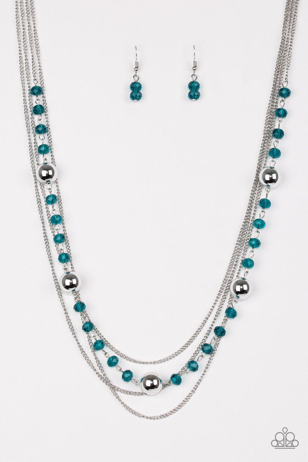 High Standards Blue Necklace - Paparazzi Accessories- on model - CarasShop.com - Paparazzi Jewelry by Cara Jewels