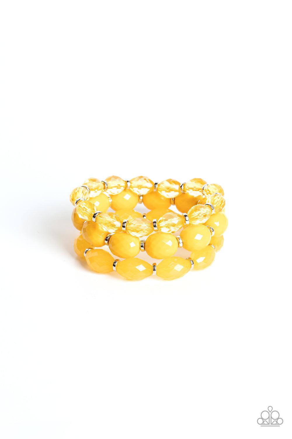 High Tide Hammock Yellow Bracelet - Paparazzi Accessories- lightbox - CarasShop.com - Paparazzi Jewelry by Cara Jewels