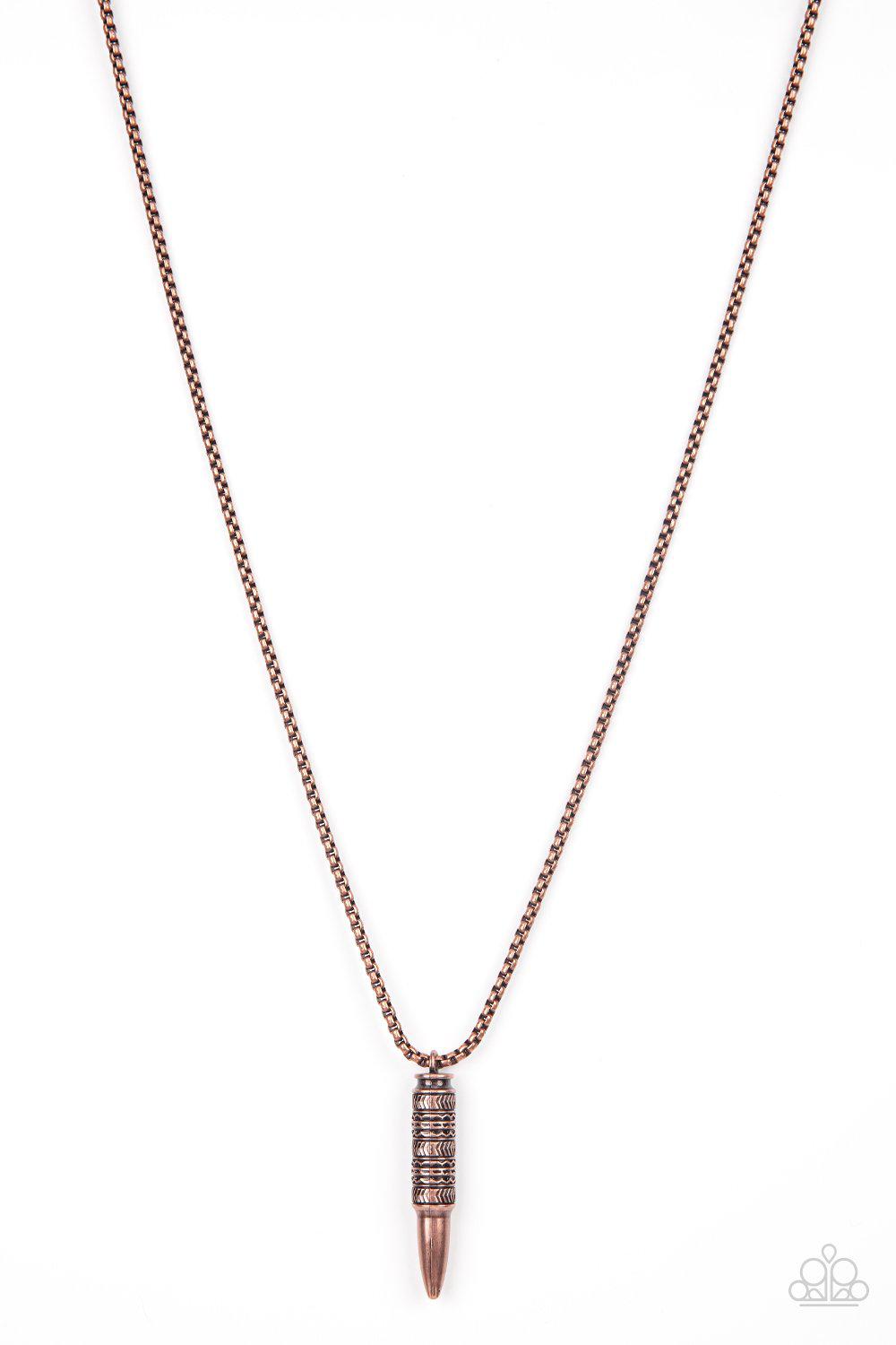 Highland Hunter Men's Copper Bullet Necklace - Paparazzi Accessories- lightbox - CarasShop.com - Paparazzi Jewelry by Cara Jewels