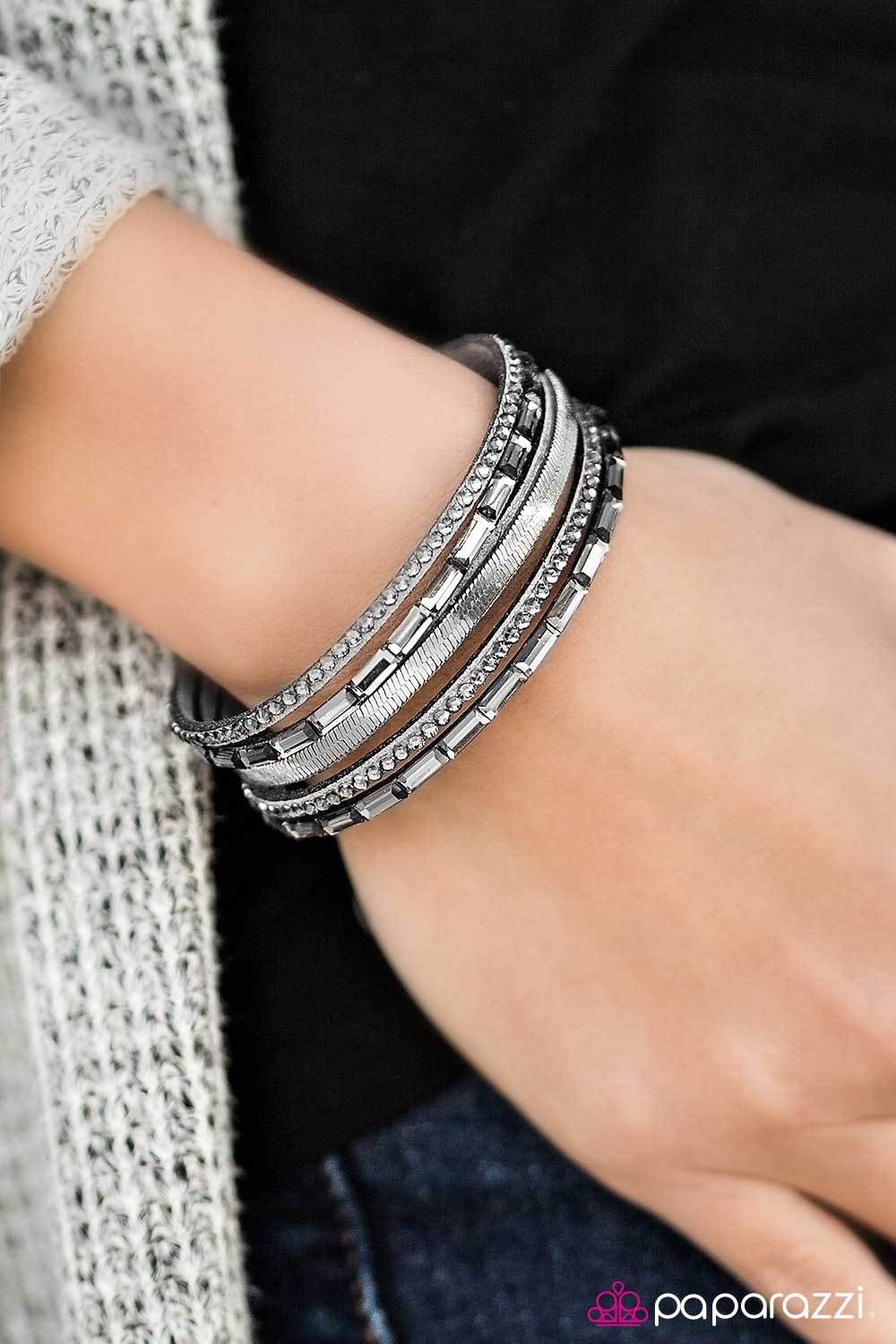 Hit The Lights Silver Urban Wrap Snap Bracelet - Paparazzi Accessories- lightbox - CarasShop.com - Paparazzi Jewelry by Cara Jewels