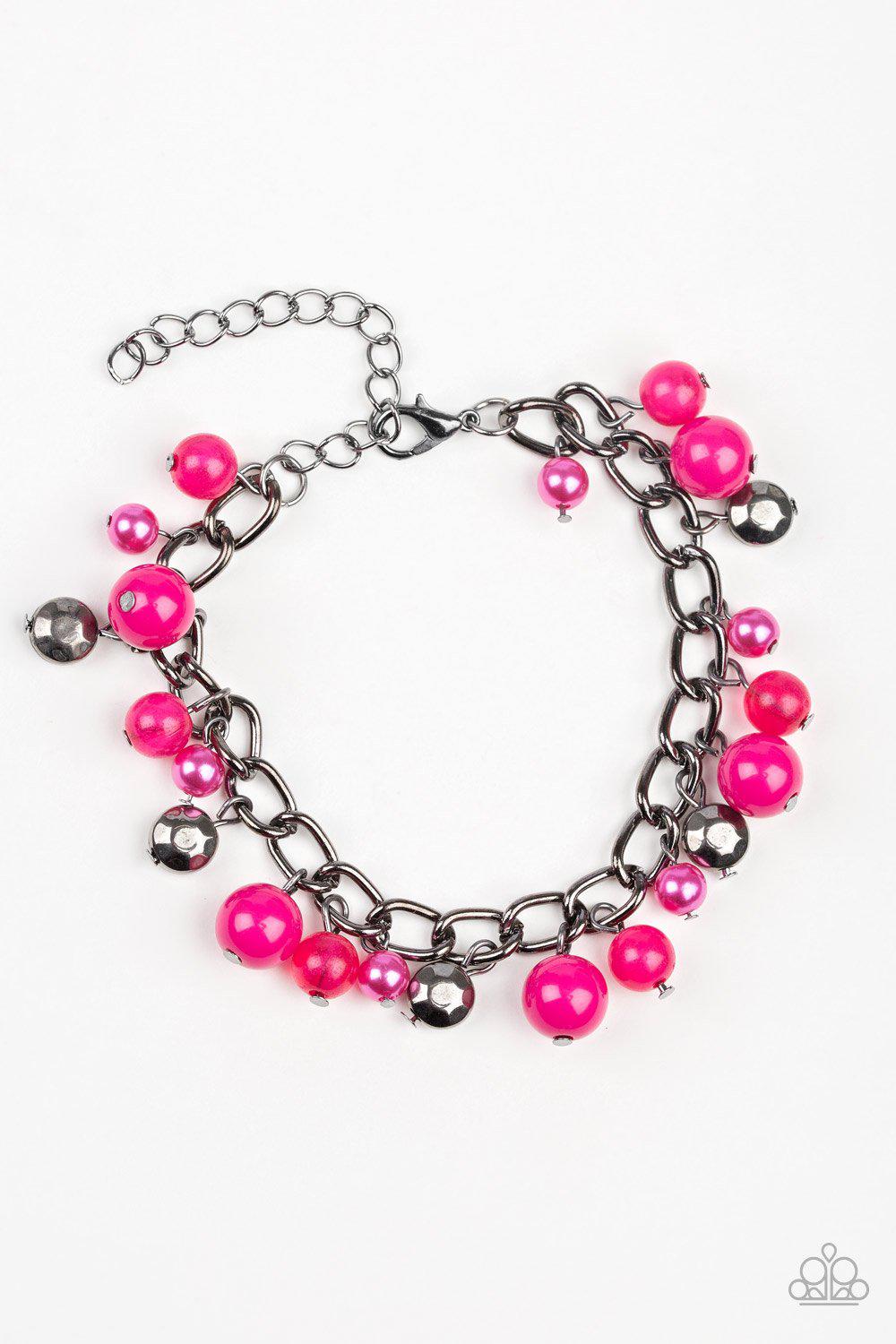 Hold My Drink Pink and Gunmetal Bracelet - Paparazzi Accessories- lightbox - CarasShop.com - Paparazzi Jewelry by Cara Jewels