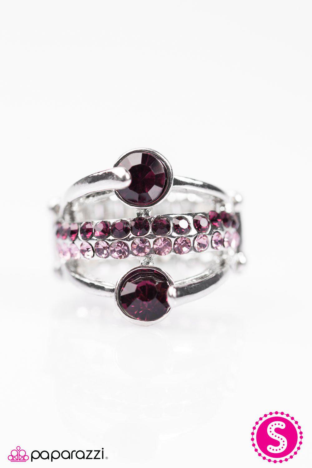 Hold On To Your Seat! Purple Gem Ring - Paparazzi Accessories- on model - CarasShop.com - Paparazzi Jewelry by Cara Jewels