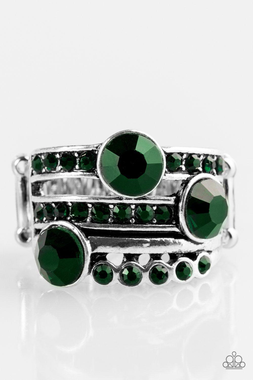 Hollywood Glamour Green Gem Ring - Paparazzi Accessories- on model - CarasShop.com - Paparazzi Jewelry by Cara Jewels
