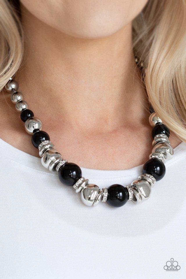 Hollywood Haute Spot Black Necklace - Paparazzi Accessories- on model - CarasShop.com - Paparazzi Jewelry by Cara Jewels