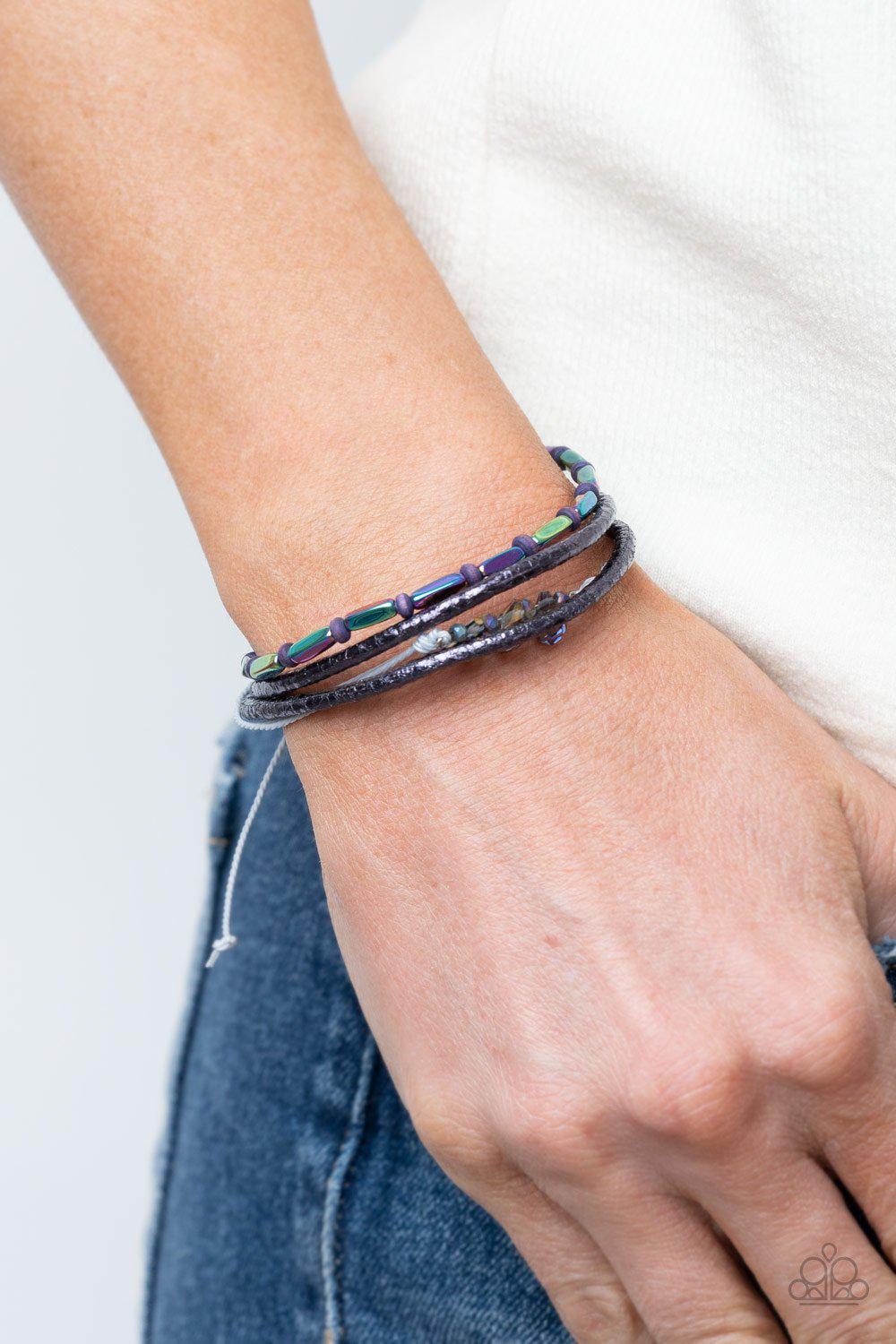 Holographic Hike Multi Oil Spill Urban Bracelet - Paparazzi Accessories- on model - CarasShop.com - Paparazzi Jewelry by Cara Jewels