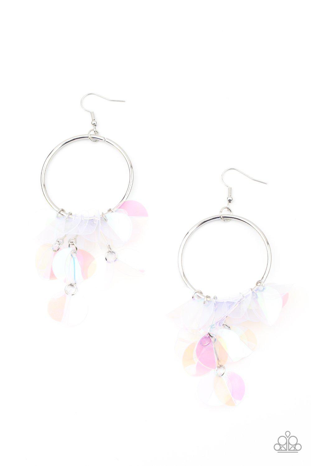 Holographic Hype Multi Iridescent Sequin Earrings - Paparazzi Accessories- lightbox - CarasShop.com - Paparazzi Jewelry by Cara Jewels