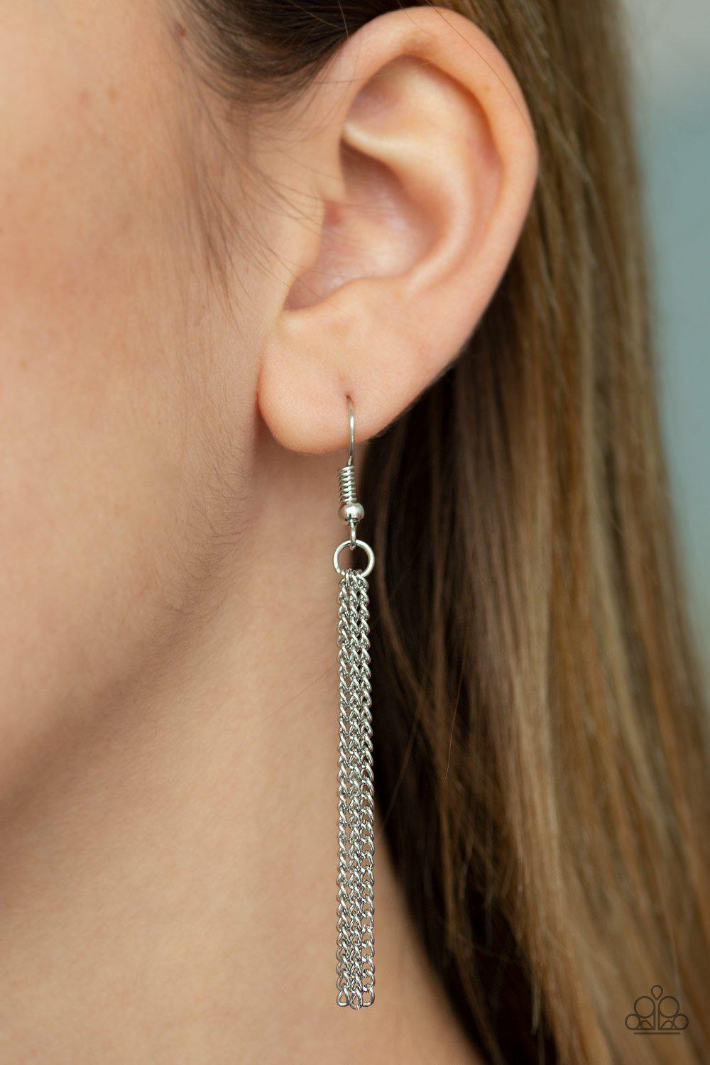 Home of the Free Blue and Silver Inspirational Dog Tag Necklace - Paparazzi Accessories - free matching earrings -CarasShop.com - Paparazzi Jewelry by Cara Jewels