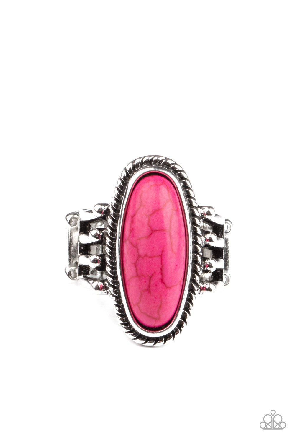 Home On The RANCH Pink Stone Ring - Paparazzi Accessories- lightbox - CarasShop.com - Paparazzi Jewelry by Cara Jewels