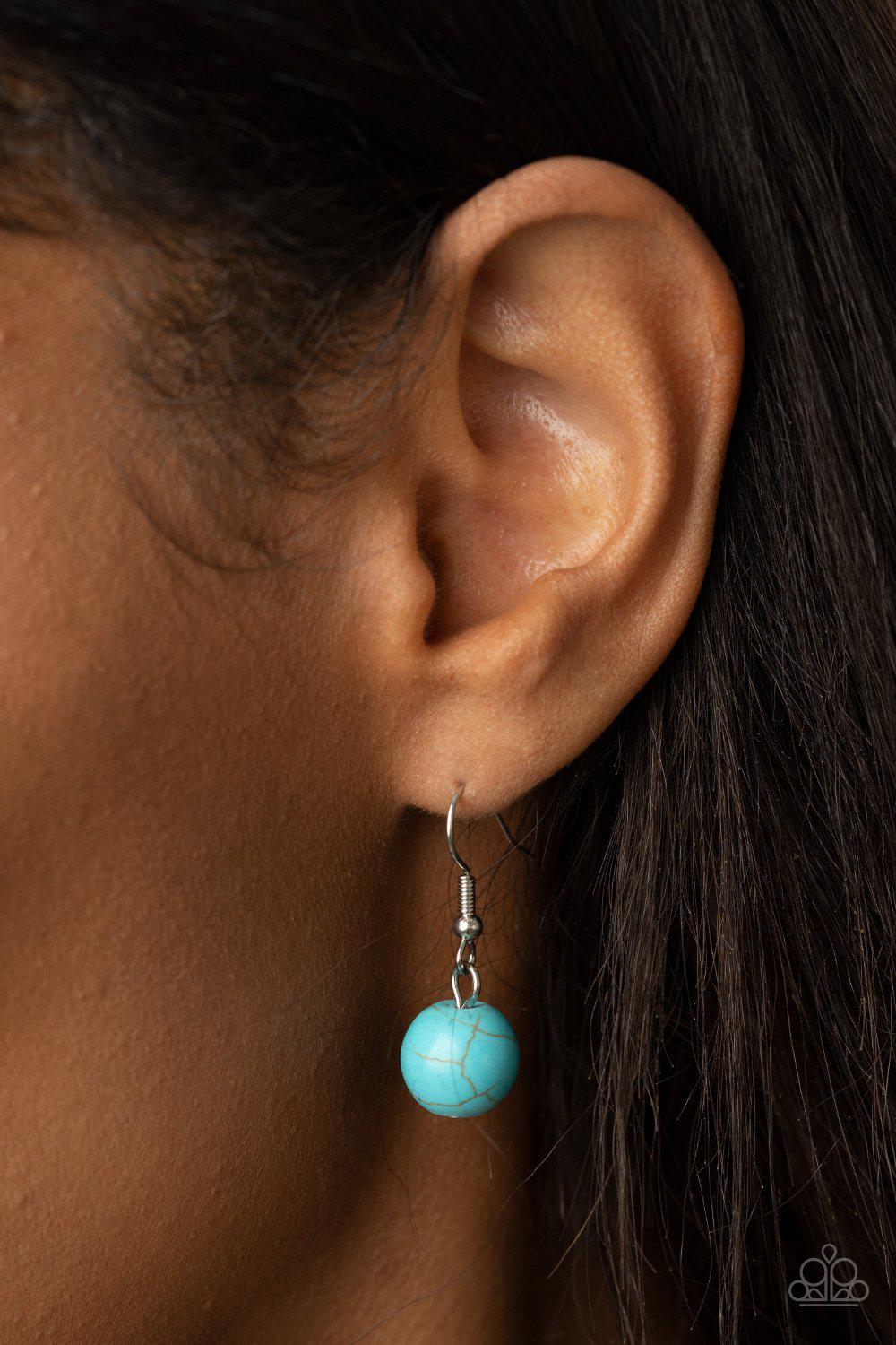 Home Sweet HOMESTEAD Turquoise Blue Stone and Silver Necklace - Paparazzi Accessories - free matching earrings -CarasShop.com - Paparazzi Jewelry by Cara Jewels