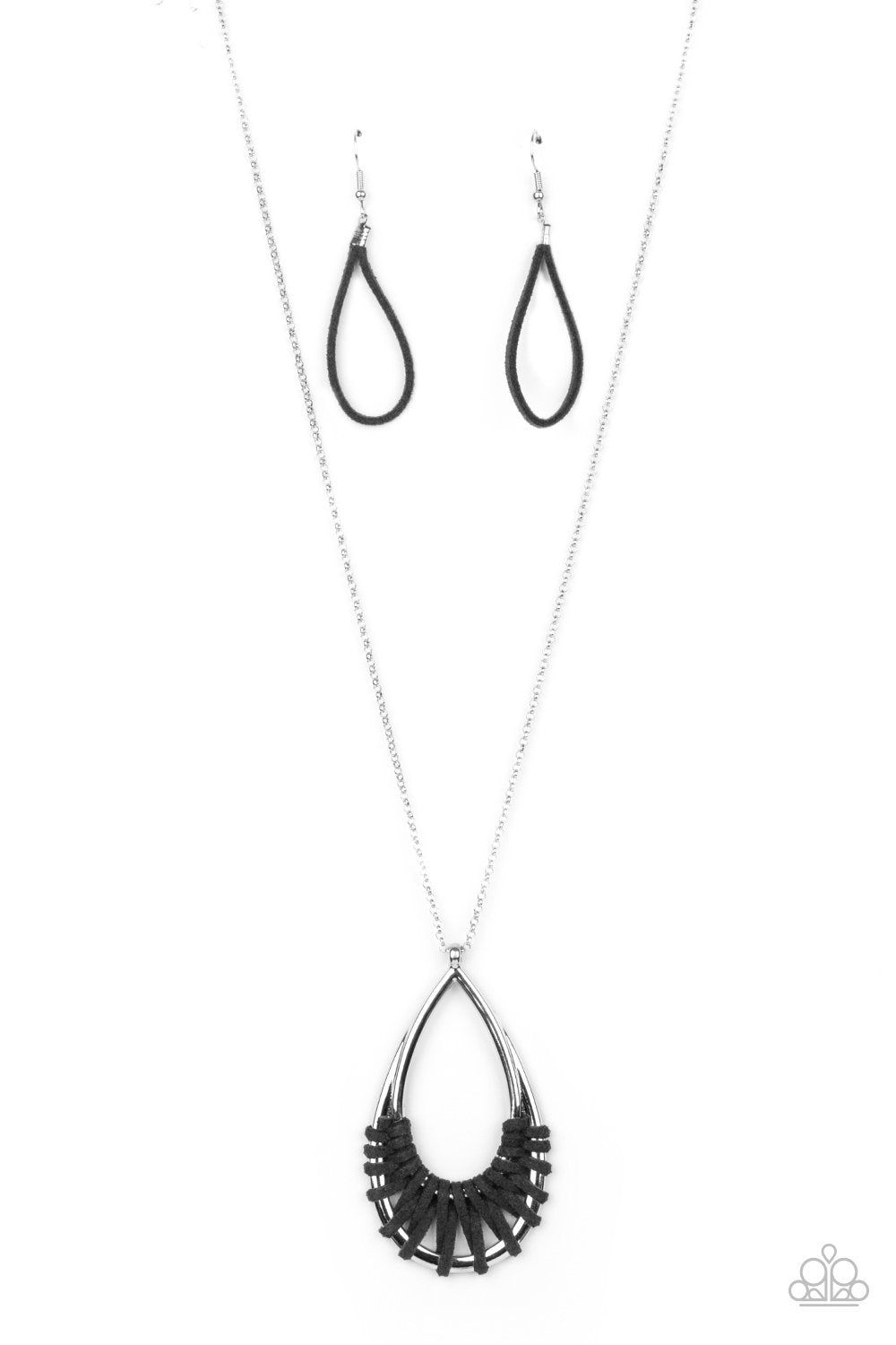 Homespun Artifact Black Suede and Silver Necklace - Paparazzi Accessories- lightbox - CarasShop.com - Paparazzi Jewelry by Cara Jewels