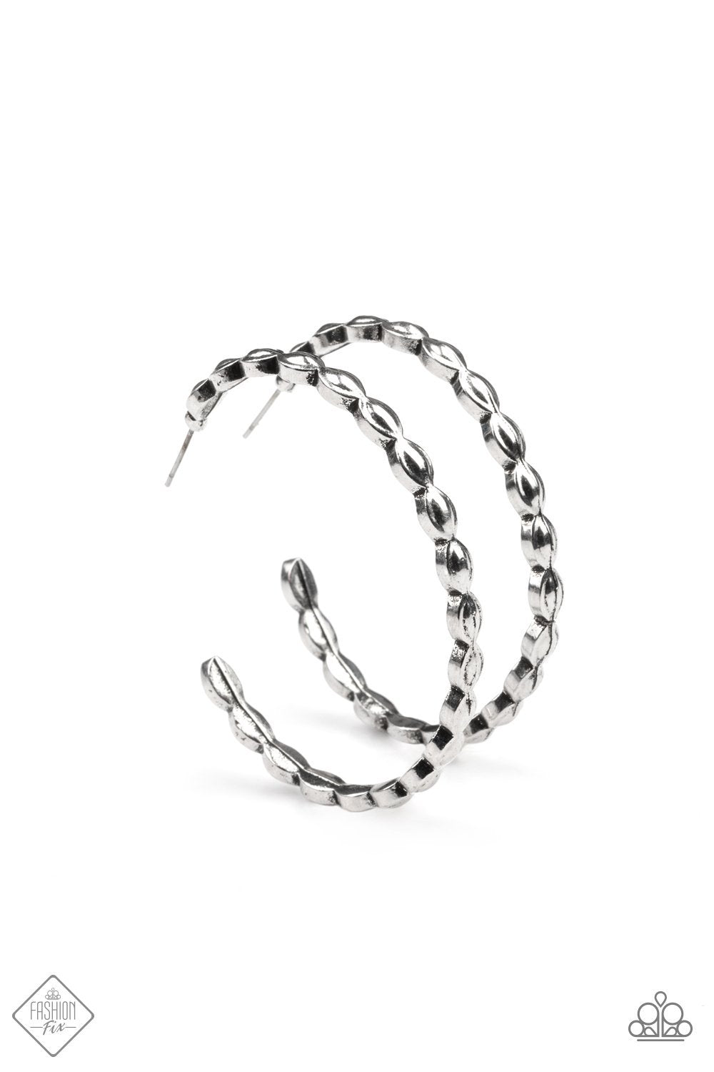 Hoop Hype Silver Hoop Earrings - Paparazzi Accessories- lightbox - CarasShop.com - Paparazzi Jewelry by Cara Jewels