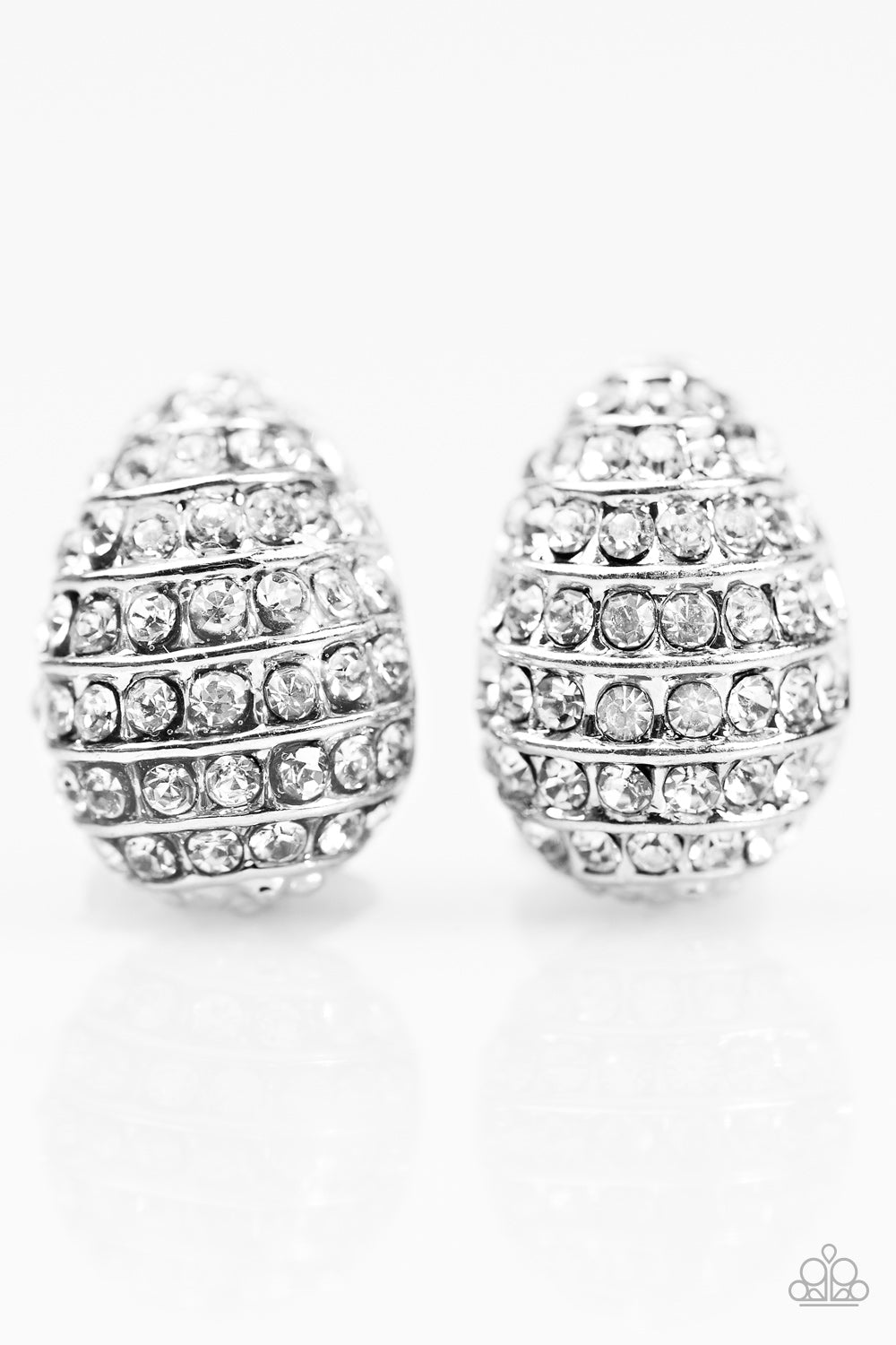 Hostess With The Mostess White Rhinestone Earrings - Paparazzi Accessories- lightbox - CarasShop.com - Paparazzi Jewelry by Cara Jewels