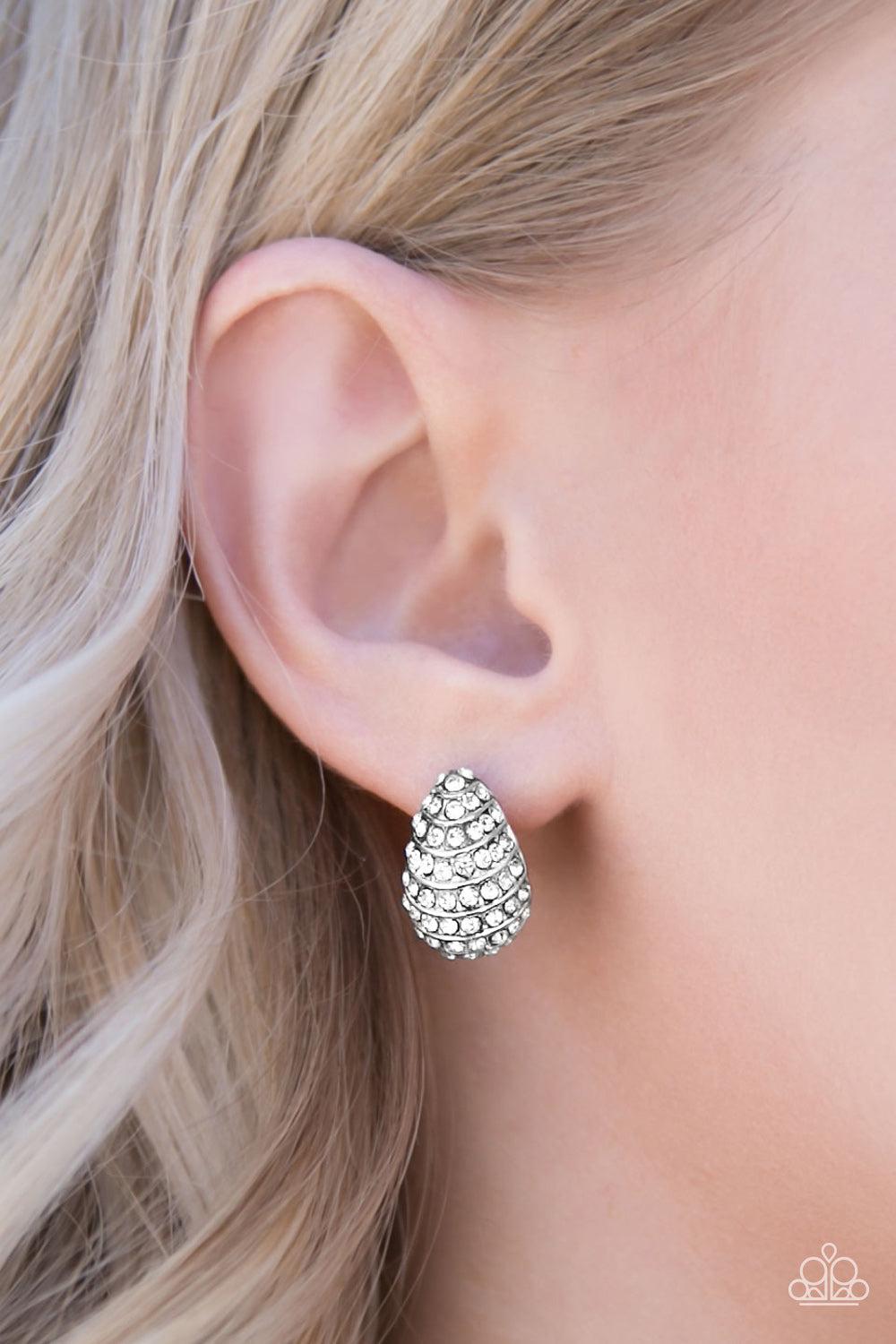 Hostess With The Mostess White Rhinestone Earrings - Paparazzi Accessories- lightbox - CarasShop.com - Paparazzi Jewelry by Cara Jewels