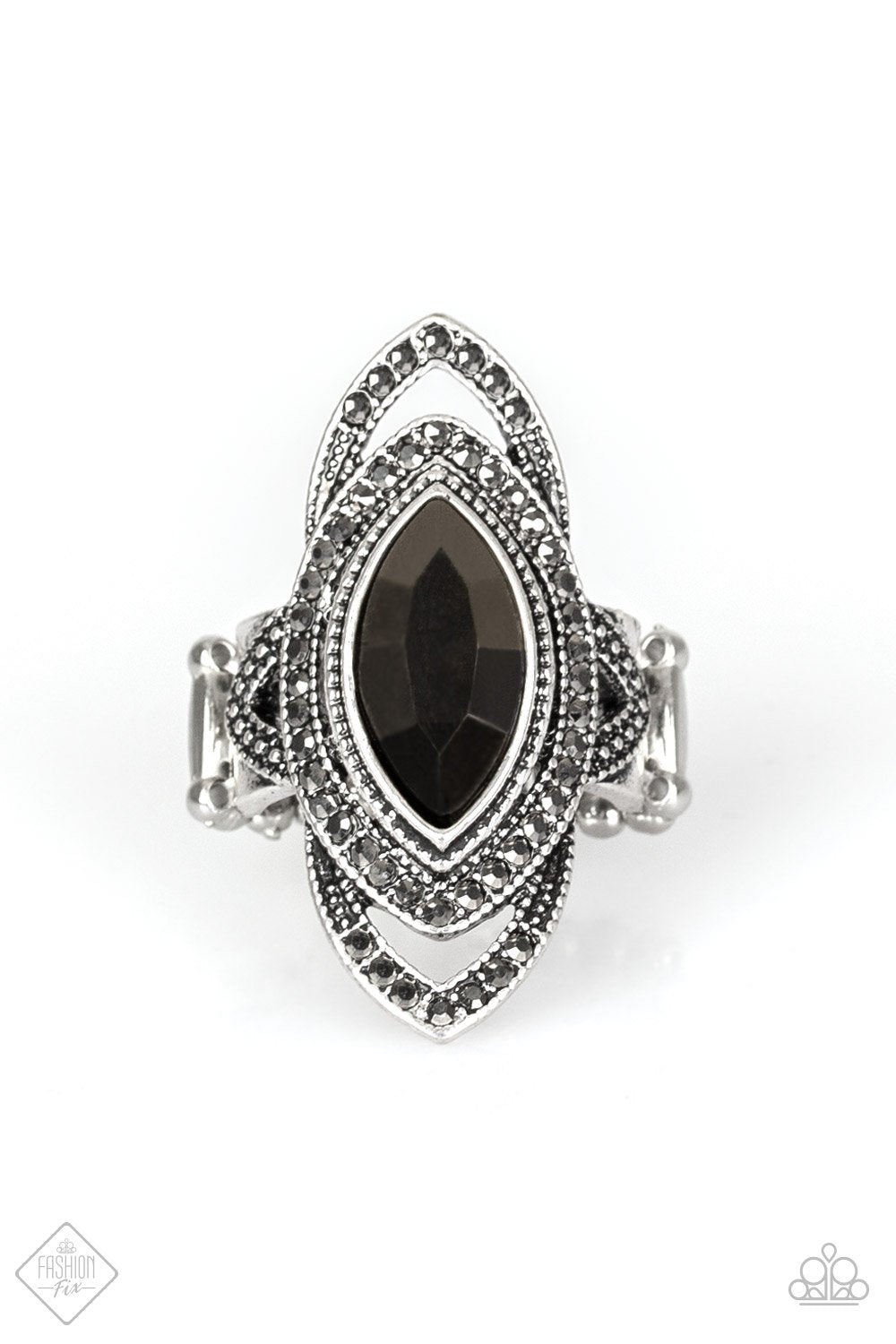 Hot Off The Empress Silver and Hematite Ring - Paparazzi Accessories- on model - CarasShop.com - Paparazzi Jewelry by Cara Jewels