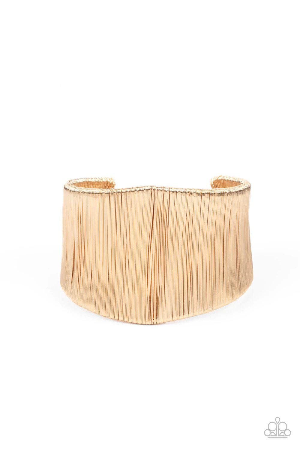 Hot Wired Wonder Gold Bracelet - Paparazzi Accessories- lightbox - CarasShop.com - Paparazzi Jewelry by Cara Jewels